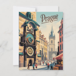 astronomische klok in Prague Briefkaart