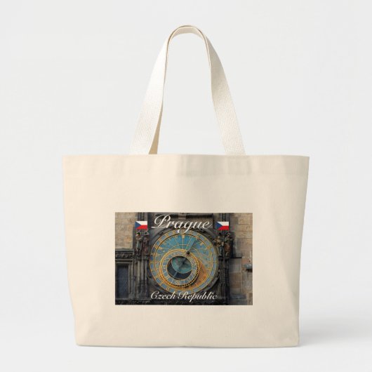 Astronomische klok Prague Orlog Tsjechië Grote Tote Bag (Voorkant)