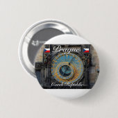 Astronomische klok Prague Orlog Tsjechië Ronde Button 5,7 Cm (Voorkant /achterkant)