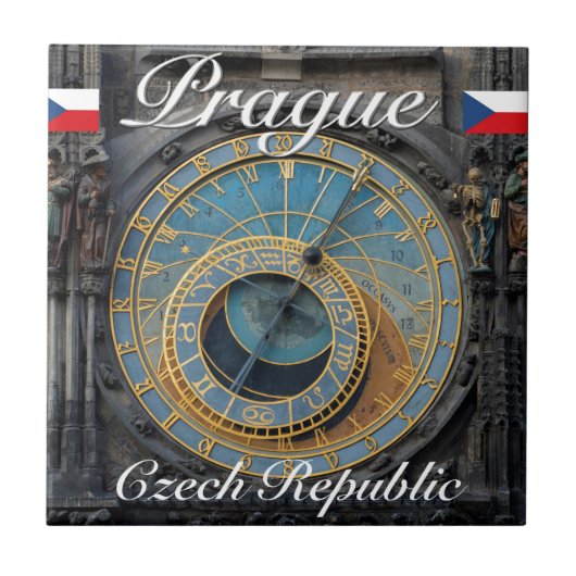 Astronomische klok Prague Orlog Tsjechië Tegeltje (Voorkant)