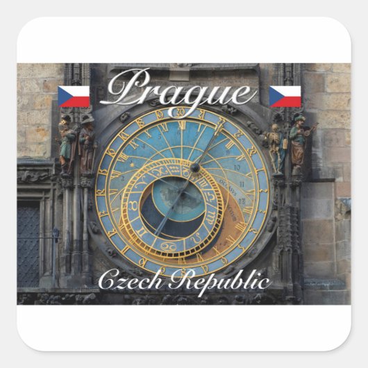 Astronomische klok Prague Orlog Tsjechië Vierkante Sticker (Voorkant)