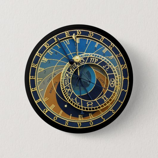 Astronomische klok-Prague Orloj Ronde Button 5,7 Cm (Voorkant)