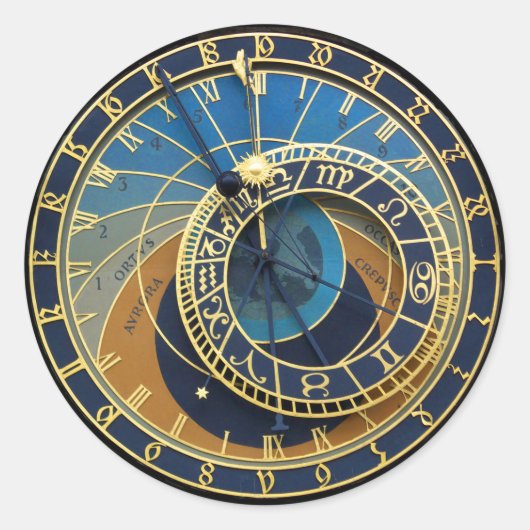 Astronomische klok-Prague Orloj Ronde Sticker (Voorkant)