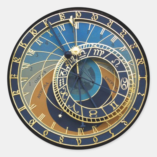 Astronomische klok-Prague Orloj Ronde Sticker (Voorkant)