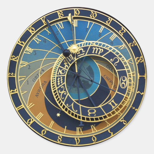 Astronomische klok-Prague Orloj Ronde Sticker (Voorkant)