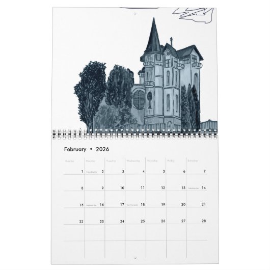 Astronomische Moderne Elegant Script Calendar Kalender (Feb 2026)