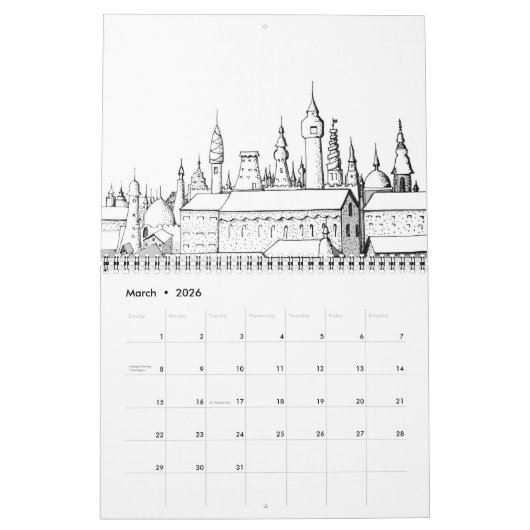 Astronomische Moderne Elegant Script Calendar Kalender (Mar 2026)