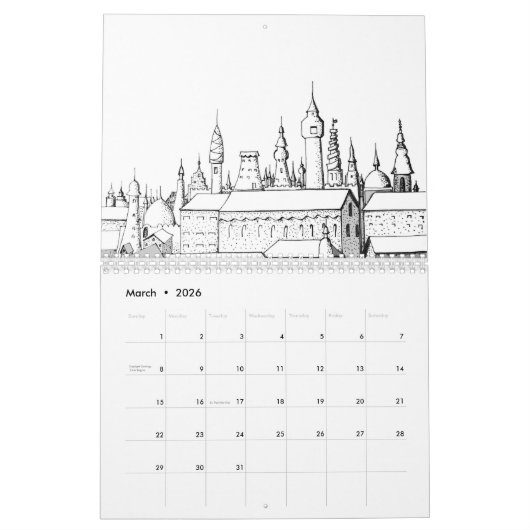 Astronomische Moderne Elegant Script Calendar Kalender (Mar 2026)