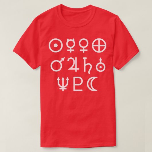 Astronomische symbolen t-shirt (Design voorkant)
