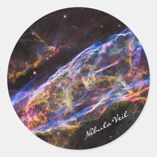 Astronomy & Nebula Veil, Hubble / Galaxy Ronde Sticker (Voorkant)