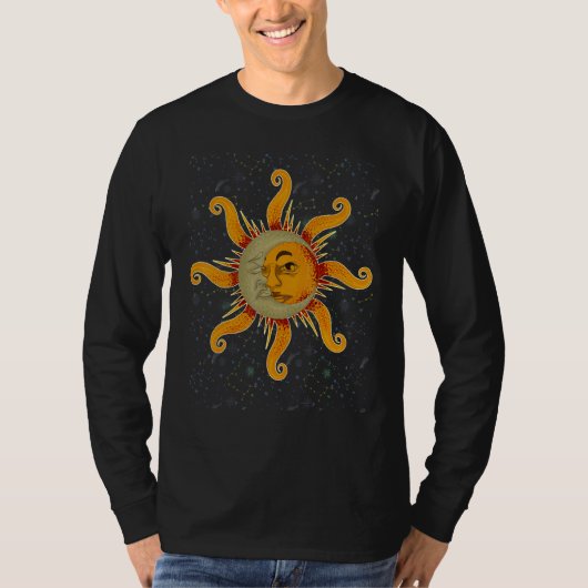Astronomy Universe Sun Crescent Moon Boho Astrolog T-shirt (Voorkant)