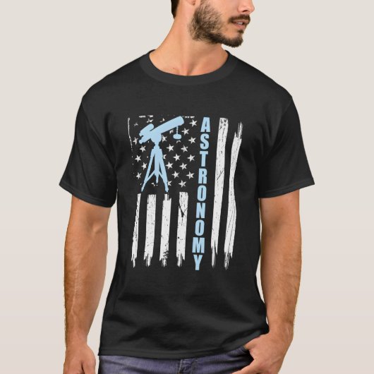 Astronomy Usa American Flag Telescope 4Th Of July T-shirt (Voorkant)