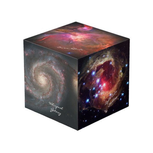 Astronomy & Whirpool Galaxy Spiral, Nebula Veil Kubus (Voorkant hoekig)