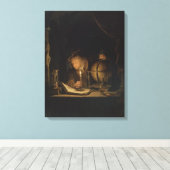 Astronoom bij kaarslicht Canvas Afdruk (Insitu (Houten vloer))