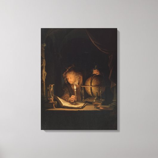 Astronoom bij kaarslicht Canvas Afdruk (Voorkant)