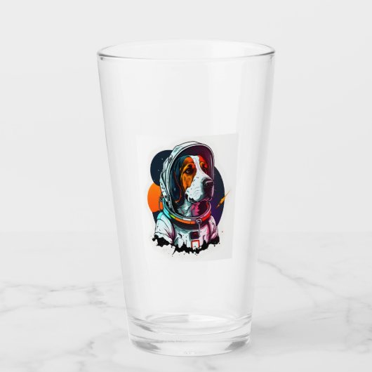 Astronout hond Mascot Glas (Voorkant)