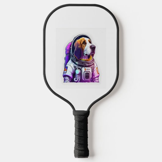 Astronout hond Mascot Pickleball Paddle (Voorkant)