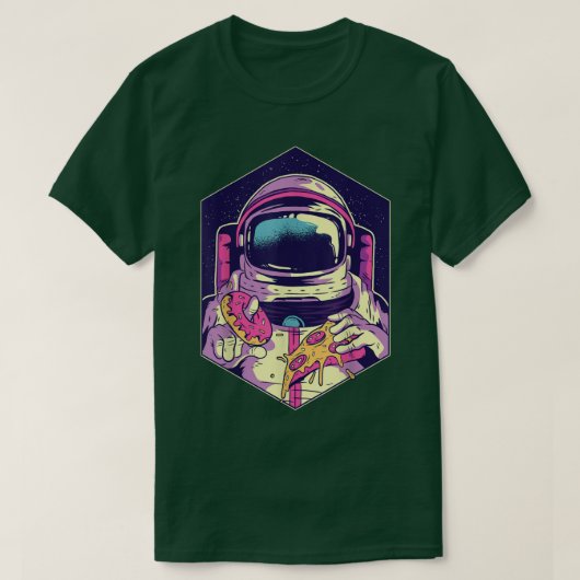 Astronout met Pizzaslice Pizza Astronaut T-Shirt (Design voorkant)