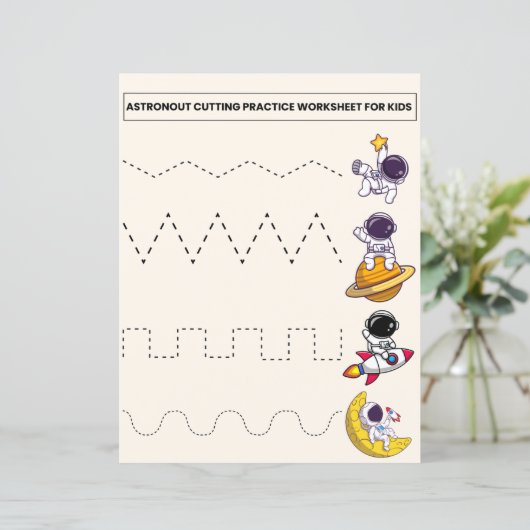 ASTRONOUT SNIJPRAKTIJK WERKBLAD VOOR KINDEREN (Staand voorkant)