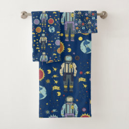 Astrounaut Space Man, kleurrijk Bad Handdoek