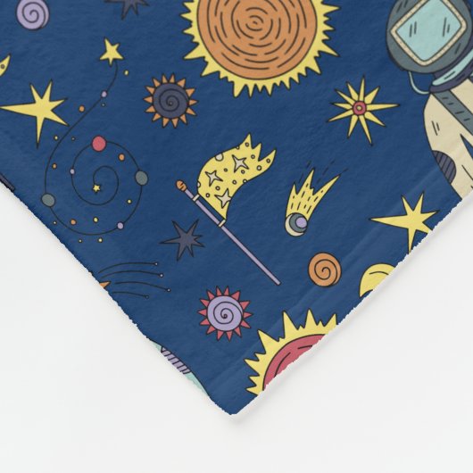 Astrounaut Space Man, kleurrijk Fleece Deken (Hoek)