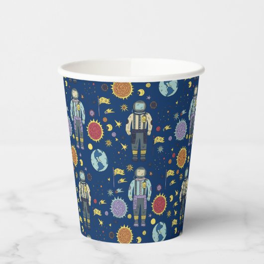 Astrounaut Space Man, kleurrijk Papieren Bekers (Links)