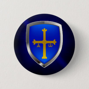 Asturias Metallic Emblem Ronde Button 5,7 Cm