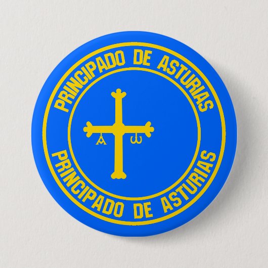 Asturias Round Emblem Ronde Button 7,6 Cm (Voorkant)