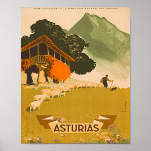 Asturias Spain Vintage Travel Poster