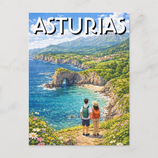 Asturias Spanje Reizen Briefkaart (Voorkant)