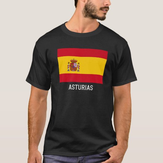 Asturias Spanje vlag Emblem Escudo Bandera Crest T-shirt (Voorkant)