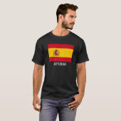 Asturias Spanje vlag Emblem Escudo Bandera Crest T-shirt (Voorkant volledig)