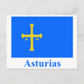 Asturias vlag met naam briefkaart (Voorkant)
