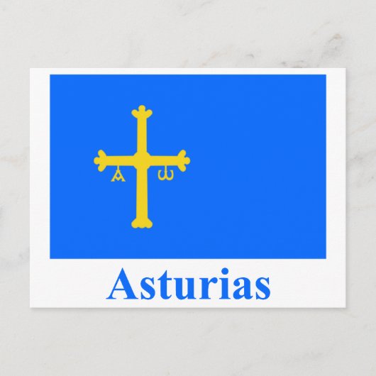 Asturias vlag met naam briefkaart (Voorkant)