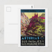 Asturië Spanje Vintage Reisposter Briefkaart (Voorkant / Achterkant)