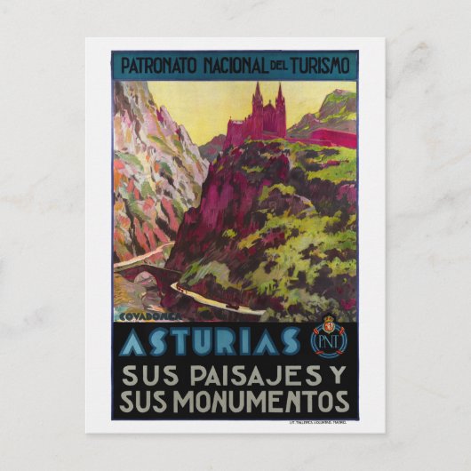 Asturië Spanje Vintage Reisposter Briefkaart (Voorkant)