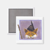 Asturische vos magneet vierkant (Voorkant / Achterkant)