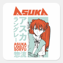 Asuka Langley Nge Vierkante Sticker