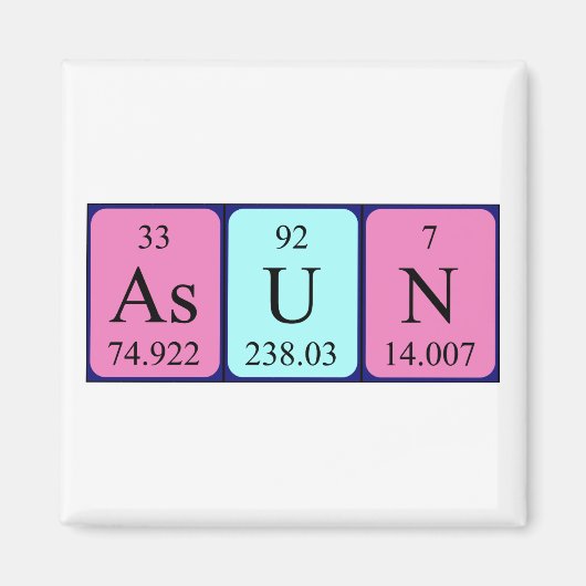Asun periodiek table name magnet (Voorkant)