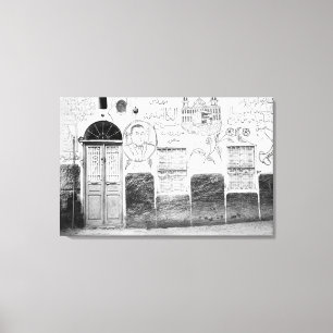 Aswan Egypte, Gedecoreerd Huis Canvas Afdruk