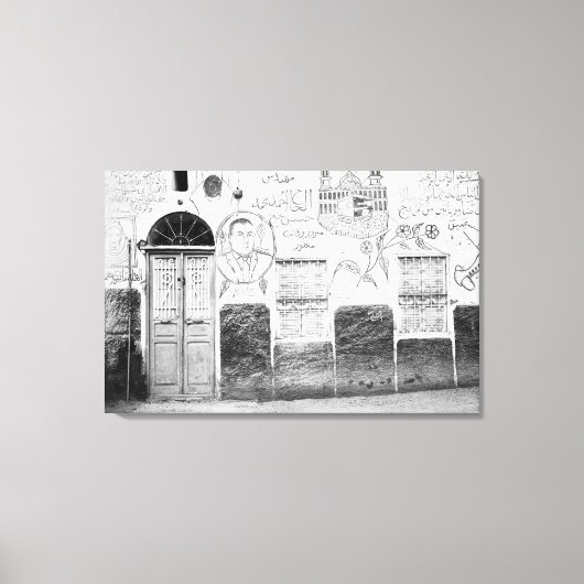Aswan Egypte, Gedecoreerd Huis Canvas Afdruk (Voorkant)