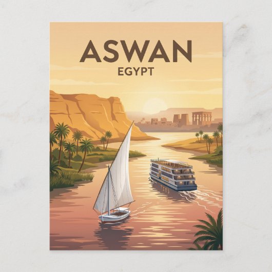 Aswan Nijlcruise Egypte Briefkaart (Voorkant)