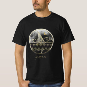 Aswan Zeilboot Minimalistische Lijnkunst - Gouden T-shirt