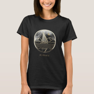 Aswan Zeilboot Minimalistische Lijnkunst - Gouden T-shirt