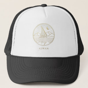 Aswan Zeilboot Minimalistische Lijnkunst - Gouden Trucker Pet