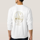 Aswan Zeilboot Minimalistische Lijnkunst - Gouden Trui (Achterkant)