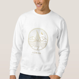 Aswan Zeilboot Minimalistische Lijnkunst - Gouden Trui