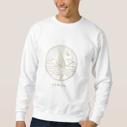 Aswan Zeilboot Minimalistische Lijnkunst - Gouden Trui (Voorkant)