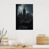 Asyl Gothic Architecture Muurkunst, Sombere Olie Poster (Keuken)