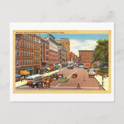Asylum Street in Hartford, Connecticut, Vintage Briefkaart (Voorkant)